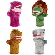 SE3078: 27cm Keeleco Dinosaur Hand Puppets- 4 Assorted (100% Recycled)