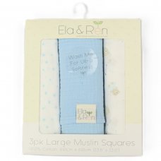 E13414: Baby Teddy/ Moon 3 Pack Muslin Squares (60 x 60 cm)