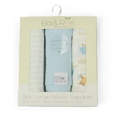 J14017: Baby 3 Pack Muslin Squares In A Gift Box- Sky Jungle (60 x 60 cm)