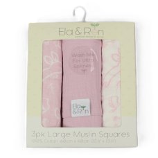 J14018: Baby 3 Pack Muslin Squares In A Gift Box- Pink Bunny (60 x 60 cm)