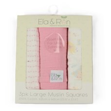 J14019: Baby 3 Pack Muslin Squares In A Gift Box- Pink Mermaid (60 x 60 cm)
