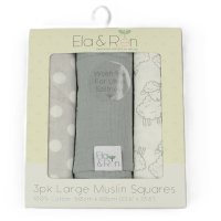 J14020: Baby 3 Pack Muslin Squares In A Gift Box- Grey Sheep (60 x 60 cm)