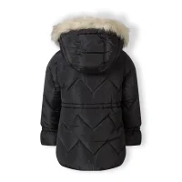 20COAT87:  Black Quilted Parka Coat (2-14 Years)