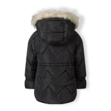 20COAT87:  Black Quilted Parka Coat (2-14 Years)