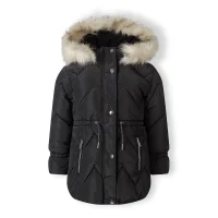 20COAT87:  Black Quilted Parka Coat (2-14 Years)