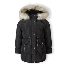20COAT87:  Black Quilted Parka Coat (2-14 Years)