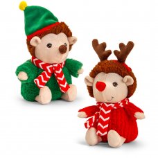 SX1951: 25cm Keeleco Hedgehog In Christmas Outfit- 2 Designs (100% Recycled)