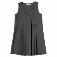 Girls School 4 Button Crossover Pinafore - Grey
