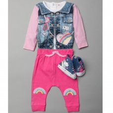 T19971: Baby Girls 3 Piece Shoes Outfit (0-12 Months)