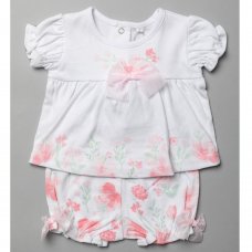 T20009: Baby Girls Floral Top & Short Outfit (0-12 Months)