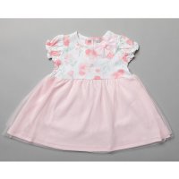 T20011: Baby Girls Floral Dress With Mesh Skirt (0-12 Months)