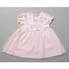 T20011: Baby Girls Floral Dress With Mesh Skirt (0-12 Months)