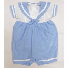 T20212: Baby Boys Sailor Romper With Contrast Stripes  (0-9 Months)