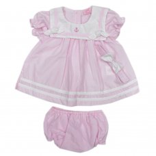 T20227B: Baby Girls Nautical Sailor Dress , Pant & Headband Set (6-24 Months)