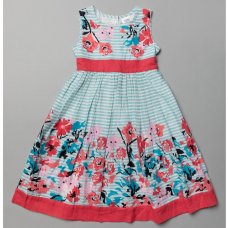 T20355: Girls Cotton Lined All Over Print Dress (3-11 Years)
