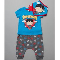 T20447:  Baby Superman T-Shirt, Jog Pant & Bib Outfit (0-18 Months)