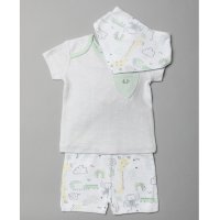 T20468: Baby Unisex Organic Cotton T-Shirt, Short & Bib Outfit (0-18 Months)