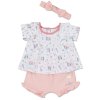T20550: Baby Girls Organic Cotton Top, Short & Headband Outfit (0-18 Months)