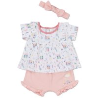 T20550: Baby Girls Organic Cotton Top, Short & Headband Outfit (0-18 Months)