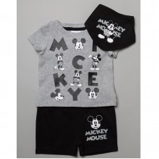 T20627:  Baby Mickey Mouse T-Shirt, Short & Bib Outfit (3-6 Months only)