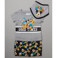 T20632:  Baby Mickey Mouse T-Shirt, Short & Bib Outfit (0-12 Months)