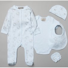 W23957: Baby Boys Elephant 6 Piece Mesh Bag Gift Set (NB-6 Months)