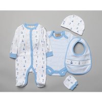 T20749: Baby Boys Nautical 5 Piece Set In A Gift Box (0-3 Months)