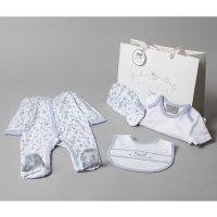 T20770: Baby Girls Blue Floral 6 Piece Mesh Bag Gift Set (NB-6 Months)