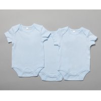T20800: Baby Plain Sky 3 Pack Short Sleeve Bodysuits (0-12 Months)