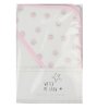 H13726: Baby Hooded Towel/Robe With Daisy Print Hood- Pink Trim