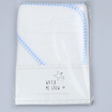 M0530: Baby White With Sky Gingham Trim Towel/Robe