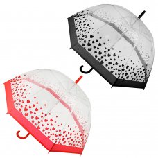 UU0400: Older Kids/Adults Dome Umbrella With Hearts Prints