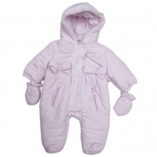 V21129: Baby Girls Cotton Lined, Quilted Snowsuit (0-12 Months)