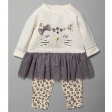V21178: Baby Girls Leopard Quilted Tutu Dress  & Legging Outfit (3-24 Months)