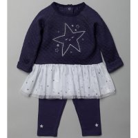 V21185: Baby Girls Star Quilted Tutu Dress  & Legging Outfit (3-24 Months)