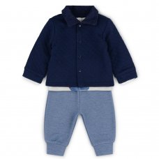 V21203: Baby Boys Lumberjack Quilted Jacket, Top & Jog Pant Outfit (3-24 Months)