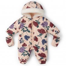 V21231: Baby Girls All Over Print Cotton Lined, Quilted Snowsuit (0-12 Months)