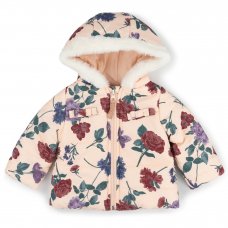 V21232: Baby Girls Floral Cotton Lined, Quilted Jacket (3-24 Months)