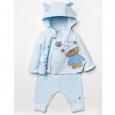 V21265: Baby Boys Bear 3 Piece Outfit (0-9 Months)