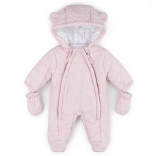 V21273: Baby Girls Cotton Lined, Quilted Snowsuit (0-12 Months)