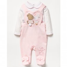 V21281: Baby Girls Bunny & Bear Dungaree Outfit (0-9 Months)