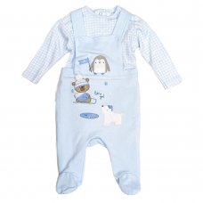 V21283: Baby Boys Bear Dungaree Outfit (0-9 Months)