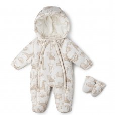 V21296: Baby Unisex All Over Print Cotton Lined, Quilted Snowsuit (0-12 Months)
