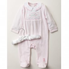 V21307: Baby Girls Guess How Much I Love You Velour All In One  On A Satin Padded Hanger (0-6 Months)