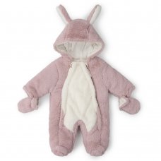 V21329: Baby Girls Bunny Cotton Lined, Faux Fur Snowsuit (0-12 Months)