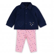V21345: Baby Girls Unicorn Quilted Jacket, Top & Legging Outfit (3-24 Months)