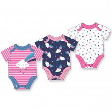 V21434: Baby Girls Rainbows 3 Pack Bodysuits (0-12 Months)