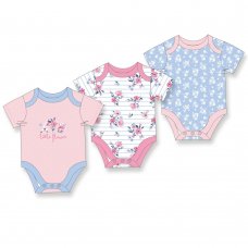 V21436: Baby Girls Floral 3 Pack Bodysuits (0-12 Months)