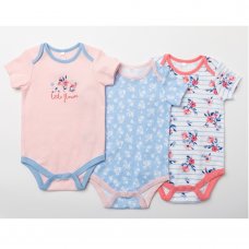V21436: Baby Girls Floral 3 Pack Bodysuits (0-12 Months)
