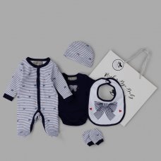V21445 Baby Girls Bow 6 Piece Mesh Bag Gift Set (NB-6 Months)